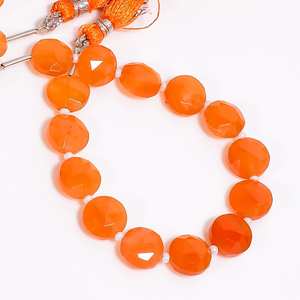 Cuentas de piedras preciosas con forma de moneda facetada de cornalina naranja Natural, hebras de 9,5-10,5mm, cuentas sueltas de lujo para fabricación de joyas, suministro indio - Product Image 6