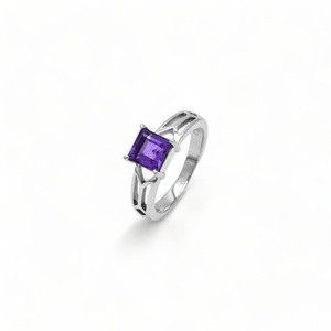 Anillo minimalista de amatista Natural de Plata de Ley 925 elegante regalo de joyería de piedra natal de febrero para mujer - Product Image 3