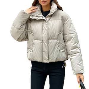 Chaqueta acolchada al por mayor con cuello levantado informal, chaqueta acolchada elegante con cremallera personalizada, chaqueta de invierno a prueba de viento de alta calidad para mujer - Product Image 1