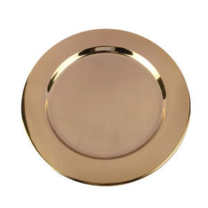 Assiettes de présentation rondes en acier inoxydable martelé doré brillant pour mariage, fête, vaisselle de table - Product Image 4