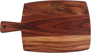 Tabla de servir de paleta de madera de acacia rústica, tabla de quesos de charcutería con asa, bandeja de cáscara de Pizza para picar, bandeja de madera decorativa - Product Image 3