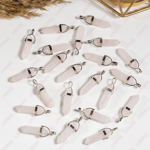 Pendentif en quartz rose doublement terminé, cristaux de guérison de qualité supérieure pour la méditation, bijoux pour occasions spéciales, prix de gros. - Product Image 1
