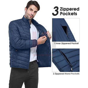 Vente en gros Veste matelassée homme personnalisée Manteau d'hiver léger résistant à l'eau Voyage ski Extérieur Veste matelassée Poches zippées - Product Image 3