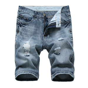 Pantalones cortos de mezclilla informales de verano de nuevo diseño para hombre, pantalones cortos de talla grande con cremallera y decoración de estilo medio, pantalones cortos de talla grande de Color sólido - Product Image 5