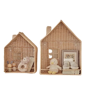 โปรโมชั่น! ชุดชั้นวางหนังสือ2ชิ้นสำหรับตกแต่งห้องนั่งเล่นบ้านหวายทอมือของ2024 - Product Image 1