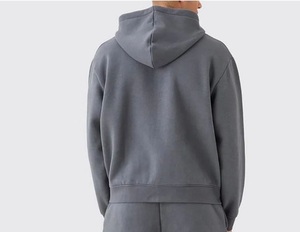 Ensemble court à capuche à manches longues de style pour hommes vêtements d'hiver Offre Spéciale couleur unie conception personnalisée ensemble court à capuche - Product Image 3