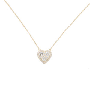 จี้เพชรธรรมชาติรูปหัวใจสีทอง14K โรแมนติกพร้อมพวงเพชรประกายแวววาวและจี้และเครื่องราง - Product Image 1