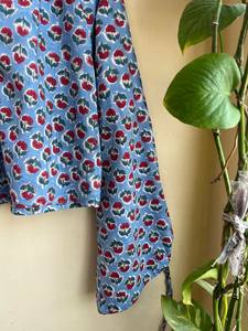 Blusa de algodón con estampado de bloques a mano para mujer, blusa bordada Floral con decoración de botones, prendas de vestir cortas informales, mangas sin mangas - Product Image 3