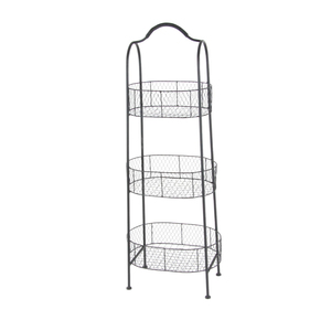Panier à fruits en fil de fer noir de luxe avec revêtement en poudre, forme rectangulaire à 3 niveaux pour la décoration de la maison, panier de rangement - Product Image 3
