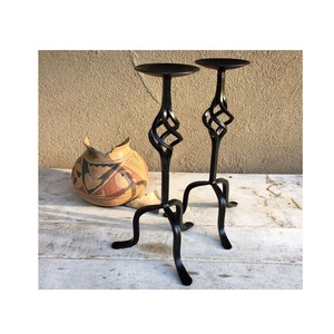Juego de portavelas rústicos de metal y candelabros, perfectos para decoración de mesa, suelo, patio, jardín y sala de estar. - Product Image 3