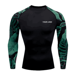 Rashguard unisexe à manches longues UPF50+ de haute qualité, logo personnalisé, séchage rapide, compression, vêtements de sport respirants et écologiques - Product Image 2