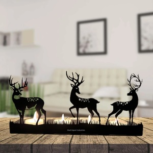 Bougeoir photophore en métal personnalisé décoratif de table 3 cerfs pour la décoration d'éclairage de salon à la maison - Product Image 3