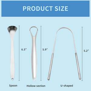 Raspador de lengua Tratamiento del mal aliento Lengua o adultos Grado médico Acero inoxidable 100% para limpiador de lengua oral con viaje - Product Image 6