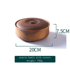 Eco-Friendly Handmade Customized Acacia Wood <b>Bowl</b> <b>with</b> <b>Lid</b> Dishwasher Safe Salad Serving <b>Bowl</b> for Parties and Noodle <b>Bowls</b> - Product Image 2