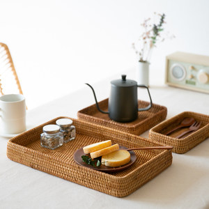 Proveedor de confianza, bandeja de decoración cuadrada rectangular de ratán natural ecológica, Juego de 3 bandejas rectangulares para almacenamiento en el hogar - Product Image 3
