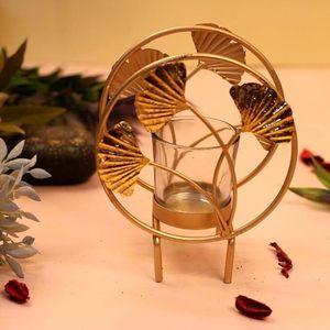 Modern Iron Candle Holder Gold <b>Leaf</b> Shape Tea <b>Light</b> Candle Holder on Table Votive Holder Lighting Decorative Candle Display - Product Image 4