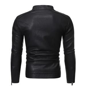 Veste de moto pour homme, nouvelle collection automne/hiver, col rabattu, tendance, cuir lavé personnalisé, imperméable, coupe-vent - Product Image 6