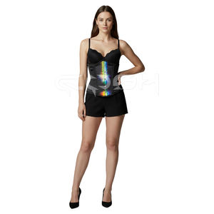 Corsé de satén negro transpirable con estampado de despertar espiritual, con varillas de acero de alta resistencia, el más vendido - Product Image 5