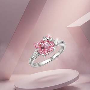 Jeulia Petland Milgrain Minimalist Pink <b>Cat</b> Fashion <b>Ring</b> - Product Image 5