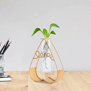 Vase à cadre de coeur avec tube à essai en verre Vase à bourgeon moderne pour Table basse Vase d'art géométrique abstrait - Product Image 2