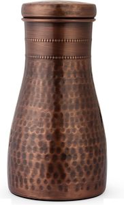 100% bouteille d'eau en cuivre pur faite à la main étanche pour avec des avantages ayurvédiques pour la santé pour le sport Fitness noir martelé Carefe - Product Image 3