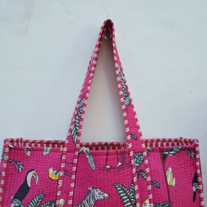 Sac fourre-tout en tissu personnalisé de haute qualité avec impression personnalisée, matelassé en coton, poignée supérieure, grand espace, sac fourre-tout pour les courses, accessoires - Product Image 2