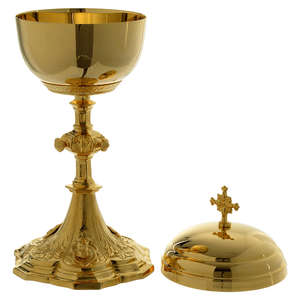 Ciborio de latón plateado de diseño clásico moderno con vástago decorado, recipiente religioso pulido para uso en la iglesia, venta al por mayor disponible - Product Image 6