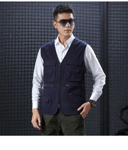 Fermeture éclair unisexe Polyester coton gilets respirant travail gilets avec doublure pour hommes et femmes vêtements de travail - Product Image 2