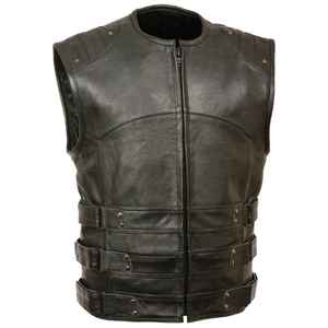 Personnalisé dernière vente chaude prix de gros Top qualité chaud respirant et imperméable sans manches 100% hommes en cuir véritable gilet - Product Image 1