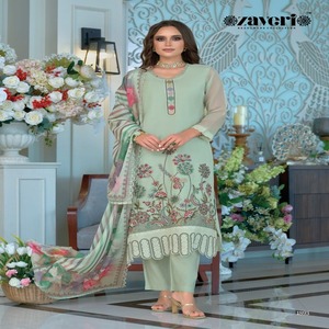 Organza doux à la mode avec broderie Salwar costume femme fabricant de mode de Surat au prix de gros - Product Image 1