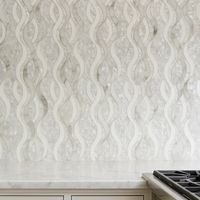 Mosaïque de marbre en jet d'eau de luxe, motif vague, moderne, faite à la main, pour les murs intérieurs, crédence pour hôtel, cuisine et salle de bain