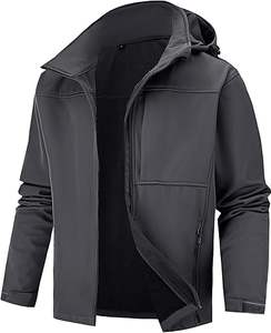 Veste Soft Shell à capuche respirante, coupe-vent imperméable et écologique pour hommes, hiver, avec logo à l'avant, service OEM, vente en gros - Product Image 5