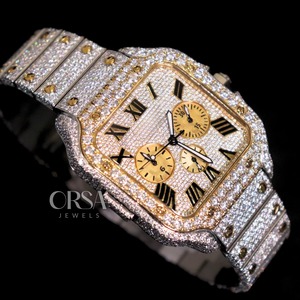 Mejor proveedor Reloj de oro totalmente helado Diamantes naturales reales Caja chapada en oro o estilo de lujo disponible al mejor precio - Product Image 1