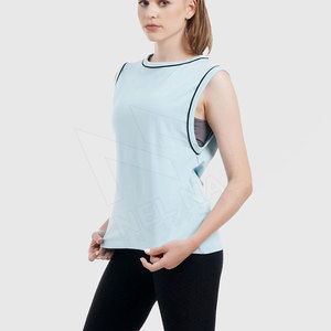 Camiseta de cuello básico OEM 100% de algodón de talla grande camisetas sin mangas para mujer personalizadas chalecos informales de verano suaves - Product Image 3