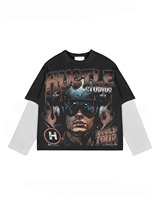 T-shirt ample en jersey imprimé en coton tricoté écologique respirant, style streetwear personnalisé, chemise camouflage ample à manches courtes pour homme 100%