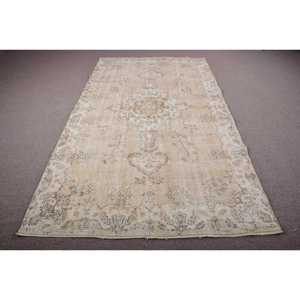 พรมวินเทจขนาดใหญ่ 5.2x9.1 ฟุต พรมตุรกี พรมขนสัตว์เปอร์เซียสีเบจ-น้ำเงิน - Product Image 1