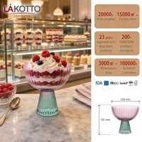 Verre à dessert sur pied LAKOTTO de qualité restaurant, 250 ml, conçu pour les fêtes et événements, verrerie en gros, fournisseur de logos personnalisés