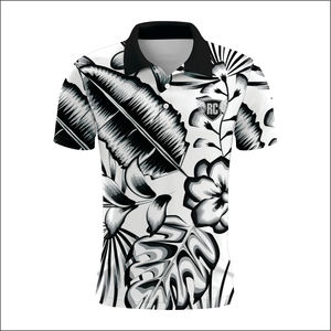 Camiseta de polo con estampado floral personalizado de alta calidad, camisetas de golf ajustadas regulares informales de poliéster Spandex de secado rápido - Product Image 5