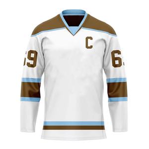 Maillot de hockey sur glace 100% polyester de qualité supérieure vêtements de sport design unique maillot de hockey sur glace à manches longues et col en V - Product Image 2