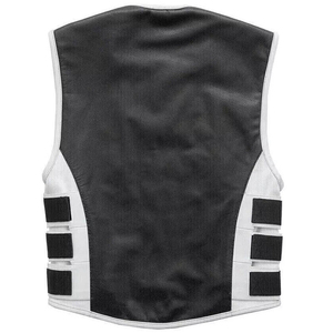 Gilet en cuir de vachette et toile pour hommes style club de course automobile et moto avec style cowboy pour moto et course - Product Image 2