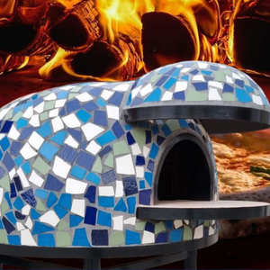 Horno de Leña Artesanal de 140 cm, Color Azul Cetara con Base, Capacidad para 8/9 Pizzas, para Cocina al Aire Libre - Product Image 2