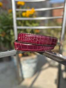 Cinturón de Cuero Vacuno con Bordado de Cocodrilo Marrón y Hebilla de Metal, 3.5cm de Ancho, Personalizable para Uso Formal/Casual - Product Image 2