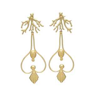 New Arrival Golden Root <b>Dangle</b> <b>Earring</b>, Drop <b>Gold</b> Plated <b>Earring</b>, Designer <b>Earring</b>, New Fashion <b>Earring</b> - Product Image 1