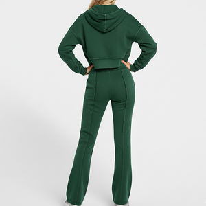 Ensemble de survêtement pour femme en molleton 100% coton lourd sur mesure, fermeture éclair, col à capuche, vêtements d'hiver, survêtement 2 pièces pour femme - Product Image 5