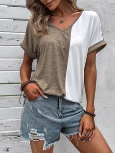 Camiseta lisa de algodón personalizada OEM al por mayor moda de verano elegante con media manga holgada y estampado en color sólido - Product Image 5