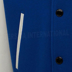 Unisex High Quality Thin Wool Canvas Varsity Jacket Winter Sportswear <b>Stand</b> Horn Button Print Logo Lettermen Design OEM Service - Product Image 5