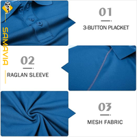 Kaos Polo Golf Pria Cepat Kering Anti-Bakteri Bergaris Spandex/Polyester Penyerap Keringat Bernapas Sporty Body Fit Kancing