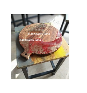 Ustensiles de cuisine planches à découper en bois et résine personnalisées pour la cuisine avec fente pour aliments planche à fromage fente pour jus planche à fromage en bois d'acacia et résine - Product Image 1