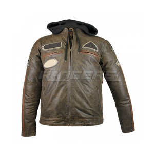 Vestes en cuir marron pour hommes, style streetwear haut de gamme, fermeture éclair intégrale, personnalisable, vente en gros OEM - Product Image 1