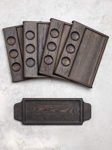 Ensemble de trois plateaux de service longs et oblongs en bois d'acacia, très vendus, plateaux rustiques en bois pour en-cas, plateaux à baguette, plateaux à apéritifs - Product Image 3